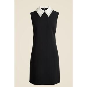Elegant Black Sleeveless Dress with Embellished Collar